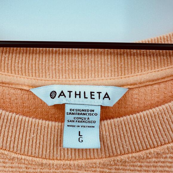Athleta Coaster Luxe Waffle Knit Long Sleeve Sweatshirt in Light Orange Size L - Picture 7 of 7